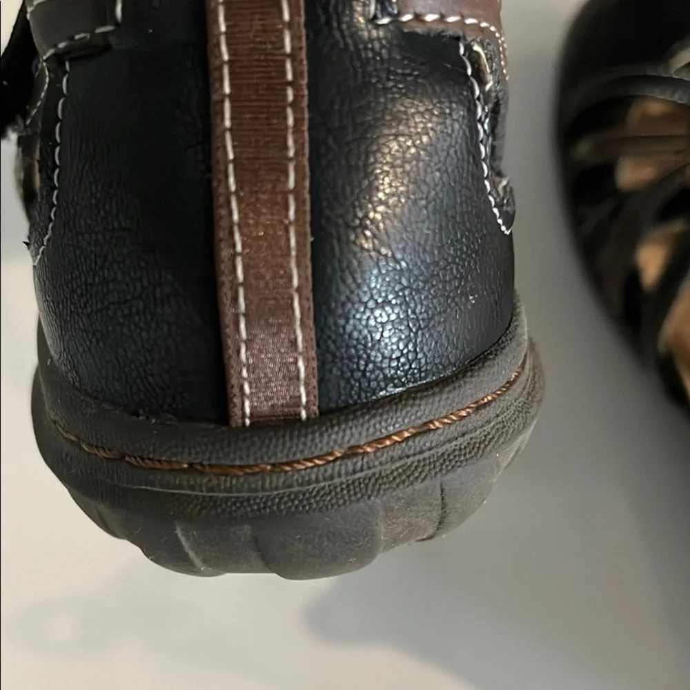 JBU Black and Brown Sandals with Secure Buckle Closure‎